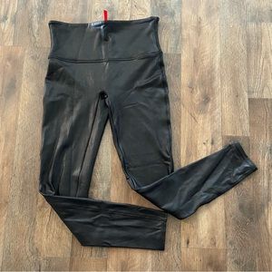 SPANX black faux leather leggings large